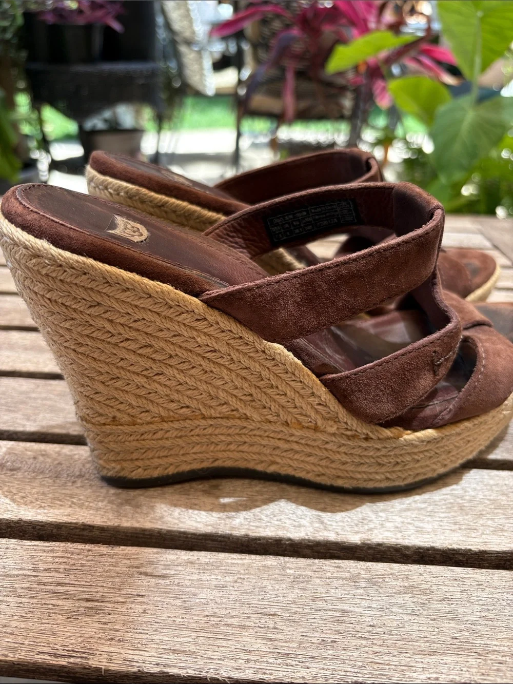 UGG Brown Suede Espadrille Wedge Sandals size 7.5